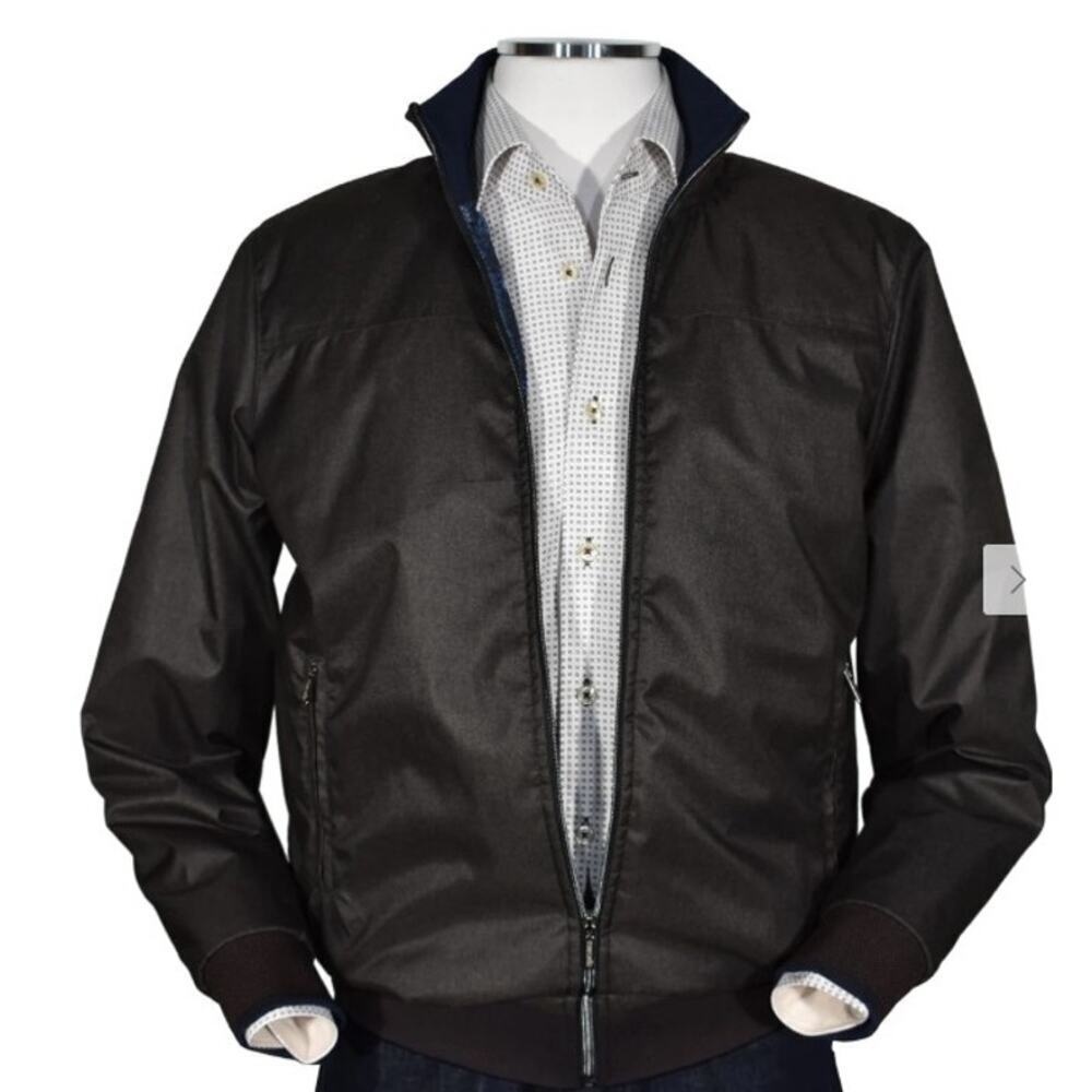 Marcello Dark Brown Mocha Microfiber Bomber Jacket L European Modern